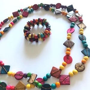 Wood Necklace/Bracelet Set